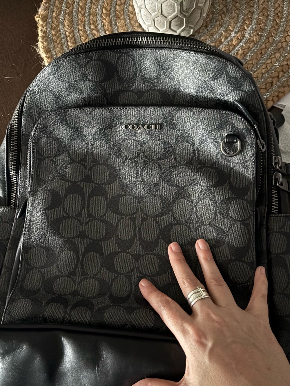 Coach Black Interior Logo Patch Backpack